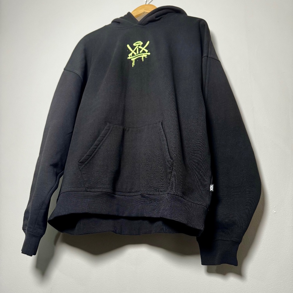 SDMN Black Graphic Cotton Blend Hoodie Sz XXL